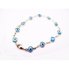 Pulseira Completa Com Olho Grego Azul Claro Folheado 18k - Milena Folh