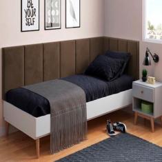 Conjunto de Cabeceira Painel Cama Box Laura II Solteiro 0,90 cm com Pr