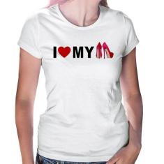 Baby Look I Love My Shoes - Foca na Moda, Branco, M