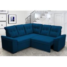 Sofá Canto London Azul Suede Velut - King House