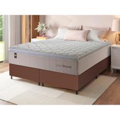 Conjunto Cama Box c/ Molas Ensacadas Roma Bege King 193x203x71