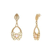 Brinco De Pedra Cristal Gota Amarela  Folheado A Ouro 18K