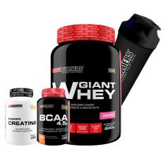 Giant Whey 900g + BCAA 4,5 100g + Creatina 100g + Coqueteleira - Bodybuilders-Unissex