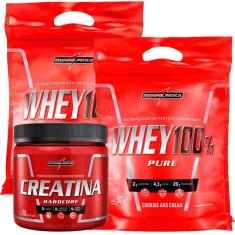 Kit 2 Whey 100% Pure 907g Refil + 1 Creatina Hardcore Reload 300g - IntegralMédica-Unissex