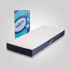 Colchão Espuma Comfort Double Face Solteiro D33 88x188x17cm Branco com Azul Netsono
