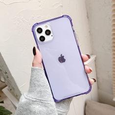 Capa de telefone de silicone à prova de choque para iphone 13 12 mini 11 pro x xr xs max 6 6 s 7 8 plus se capa transparente proteção traseira, roxo, para iphone x
