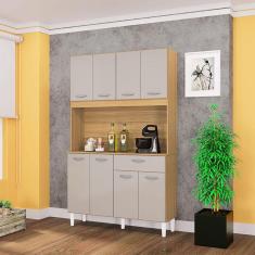 Cozinha Ambiente Kit Cassia 8 Portas Damasco Off White  - Poquema
