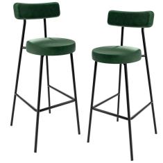 Kit 02 Banquetas Altas Estrutura Em Aço Milão Verde Musgo