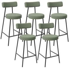 Kit 05 Banquetas Baixa Para Cozinha Sala De Jantar Bar Bancada Milão L02 Bouclê Oliva