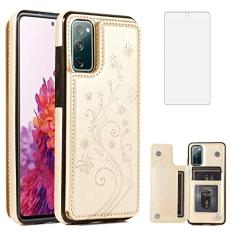 Capa de telefone para Samsung Galaxy S20 FE 5G/S20 Fan Edition com protetor de tela de vidro temperado, suporte para cartão, capa de carteira, flip acessórios de couro Glaxay S20FE S 20FE FEcases 2020