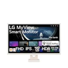 Monitor LG 32” MyView Smart 32SR50F-W com Tela IPS, Full HD, WebOs, Screen Share, HDR10, ThinQ, Air Play 2, Bluetooth, USB e HDMI - Branco