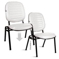 02 Cadeiras Empilhável para Igrejas Evangélicas Linha Holy Branco