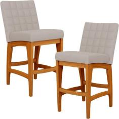 Kit 02 Banquetas Baixa Para Cozinha Bancada Bar Sala Jantar Fixa Mila 