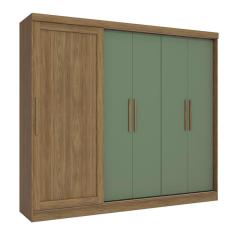 Guarda-Roupa Casal Tormaline 5 PT 4 GV Nogueira e Verde Oliva