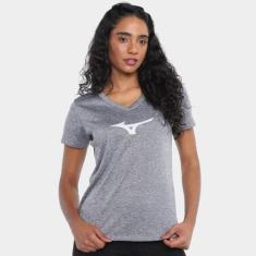 Camiseta Mizuno Spark Big Logo Feminina, Cinza, Branco, P