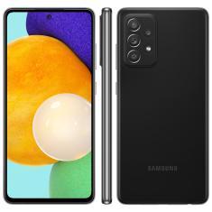 Smartphone Samsung Galaxy A52 Preto 128GB, 6GB de RAM, Tela Infinita 6.5", Câmera Traseira Quádrupla, Bateria de 4500mAh, Dual Chip e Octa Core