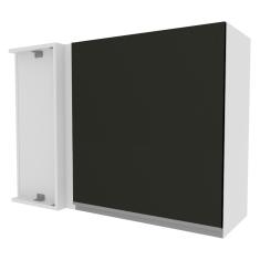 Armário Aéreo de Canto Madesa Glamy 1 Porta - Branco/Preto