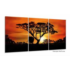 Quadro decorativos África Paisagens 3 peças 120x60 em tecido
