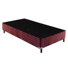 Cama Box Base Universal Solteiro Sommier Rústico Bordado Wine (96x203x30) - Paropas