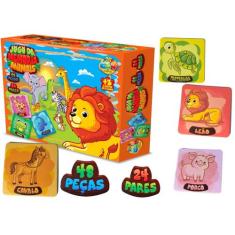 Jogo da Memoria Animais Infantil Educativo 48 Peças 24 Pares - GGB Bri