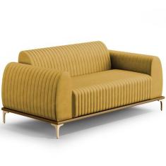 Sofá 3 Lugares Para Sala De Estar Molino 180 Cm D02 Pés D'ouro Veludo 