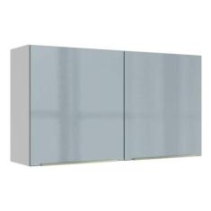 Armário Aéreo Madesa Lux 120cm 2 Portas Branco Cinza