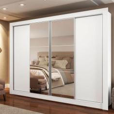 Guarda Roupa Casal Montana Branco 4 Portas 2 Espelhos Madesa