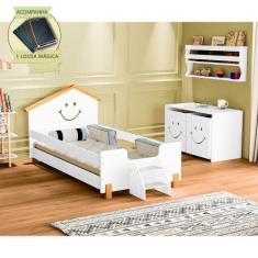 Cama Solteiro Infantil Alegra - Branca e Mel Incluso Lousa Mágica - BA