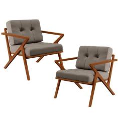 Kit 02 Poltronas Decorativas Sala de Estar com Cintas de Material Sint