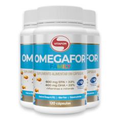 Kit 3 Omegafor Family Ômega 3 Vitafor 120 Cápsulas