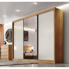  Guarda Roupa Casal 3 Portas 8 Gav. Espelho Spazzio Novo Horizonte - Cumaru Off