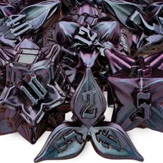 ARUOHHA DND Metal Dice Set Purple Leaf Design Polyhedral Dice with Box, 7PCS D and D Dice RPG Role Playing Games D20 D12 D10 D8 D6