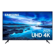 Smart TV Samsung 50" UN50AU7700GXZD UHD Crystal 4K Borda Infinita Controle Único Cinza Titan Bivolt