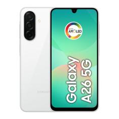 Samsung Celular Galaxy A26 5G 256GB, 8GB RAM, Câmera de 50MP, IP67, Tela Super AMOLED 6.7", NFC (Branco)