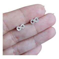 Brinco Infantil Infinito Zirconia 2 Furo - Prateado - De Castro Joias