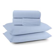 Jogo Cama Lençol Casa Scarpa Sonnet Casal Padrão Malha Lisa Algodão Macio 4 Peças - Azul Turquesa