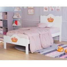 Cama Solteiro Nina Branca 100% Mdf  -Basoto