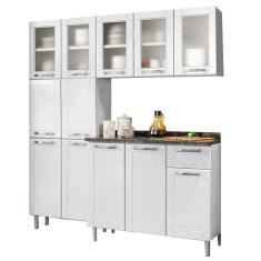 Cozinha de Aço Completa Armário Aéreo,Paneleiro 6 Portas e Balcão 3 Portas 1 Gaveta Multipla Bertolini Branco