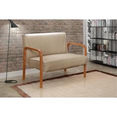 Namoradeira Anita Sofá 2 Lugares Moderna Braço Madeira - BELLA DECOR