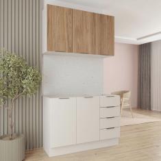 Cozinha Modulada 2 Peças sem Tampo com Rodapé 1 Aéreo e 1 Balcão Ipanema Cabecasa