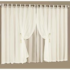 Cortina Luciana Lux Tecido Blackout e Voal 4,00M X 2,70M Janela - Palha