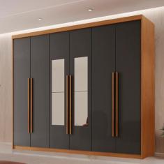 Guarda Roupa Casal 6 Portas 2 Gavetas com Espelho MDF Veracruz - Rufat