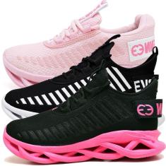 Kit 3 Tênis Easy Style Feminino Evoltenn Solado Trançado-Feminino
