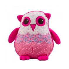Coruja De Pelúcia Rosa Corujinha 17 Cm Antialérgica