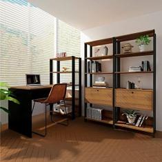 Conjunto Home Office 3 Peças 1 Escrivaninha 2 Estantes Match