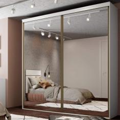 Guarda-Roupa Casal 2 Portas Espelhadas 207cm Luminum Branco