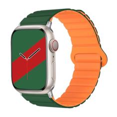 PERFUMEORANGO Pulseira de relógio de 22 mm compatível com iWatch séries 8/7/6/5/4 de 22 mm Samsung/Huawei/Garmin, pulseira magnética de silicone dupla face para mulheres e homens