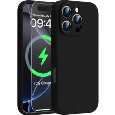 Goodon Capa magnética para iPhone 16 Pro Max com protetor de tela - compatível com carregamento sem fio - proteção total da câmera - capa protetora de silicone à prova de choque para homens, mulheres