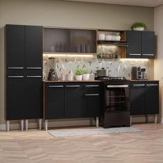 Armário de Cozinha Completa 293cm Rustic/Preto Emilly Madesa 04, Rusti