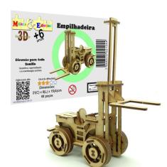 Brinquedo Quebra Cabeça 3D Empilhadeira Mdf - Monte & Eduque